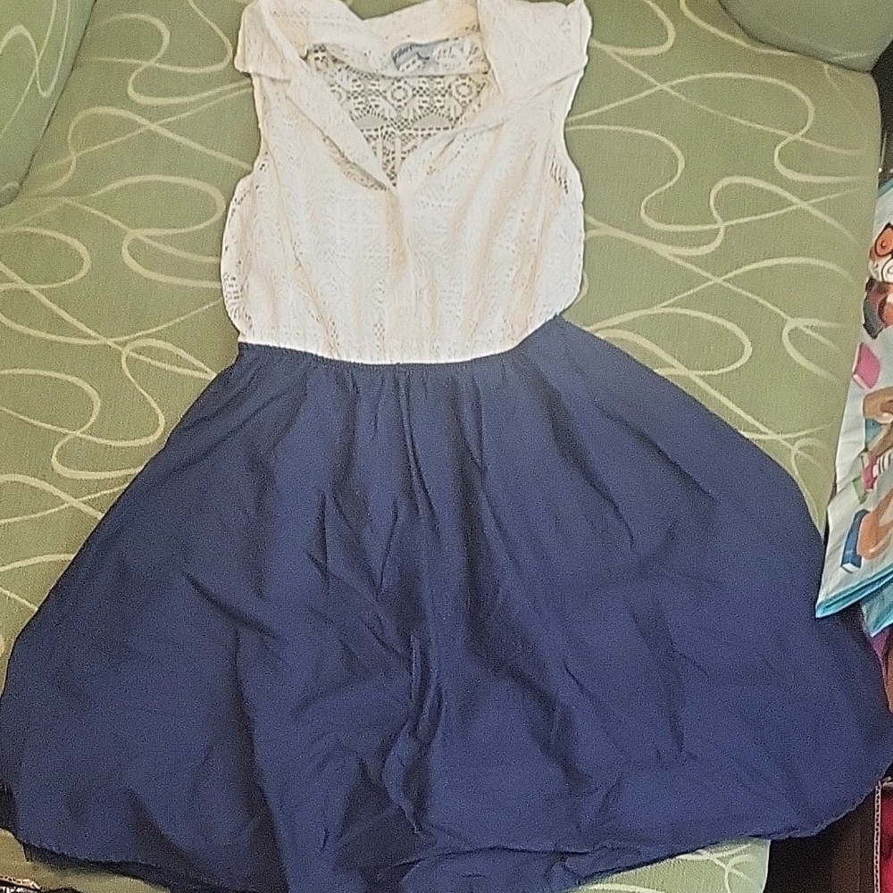 Bailey Blue White Lace and Navy Dress